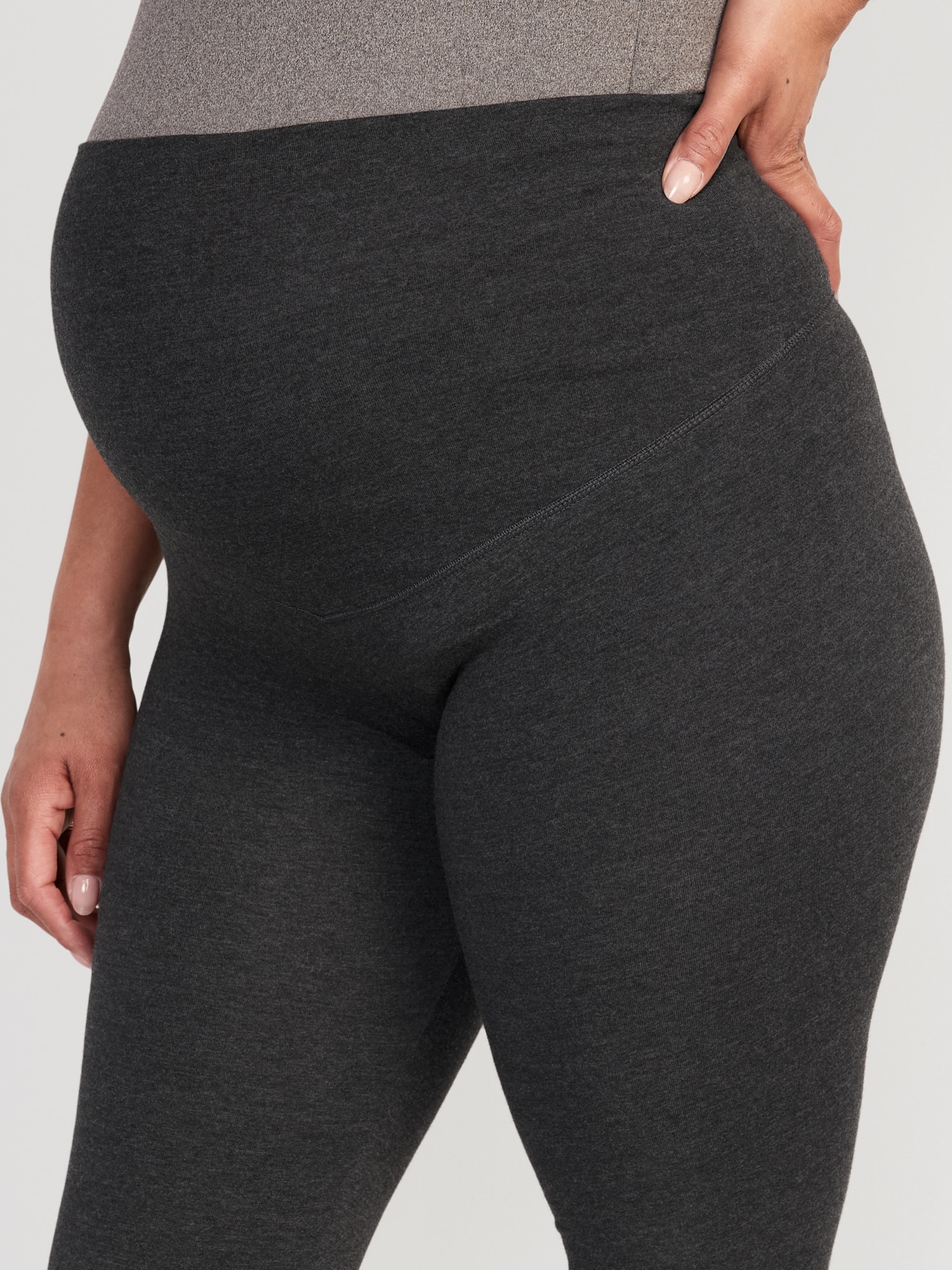 PLUS Size Maternity Leggings-Full Length - Grey & Navy