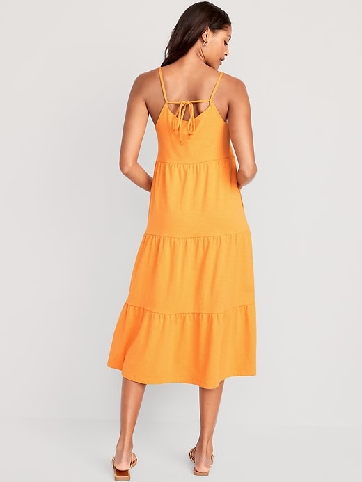 Image number 2 showing, Tie-Back Tiered Midi Cami Swing Dress