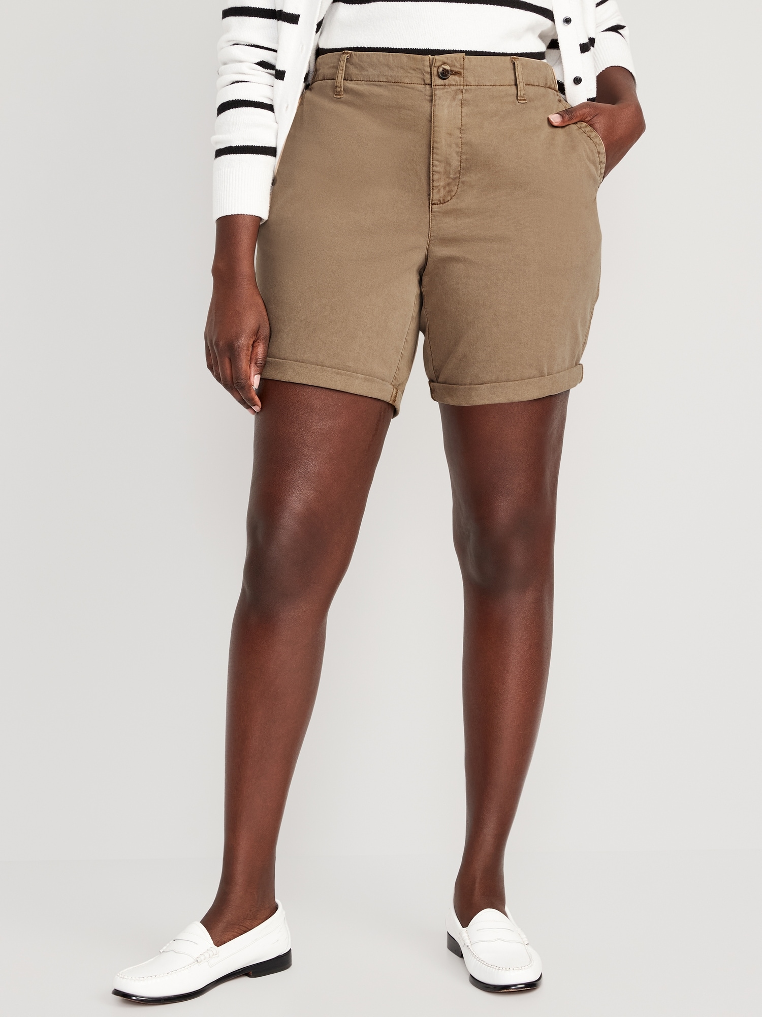 High-Waisted OGC Chino Shorts for Women -- 7-inch inseam | Old Navy
