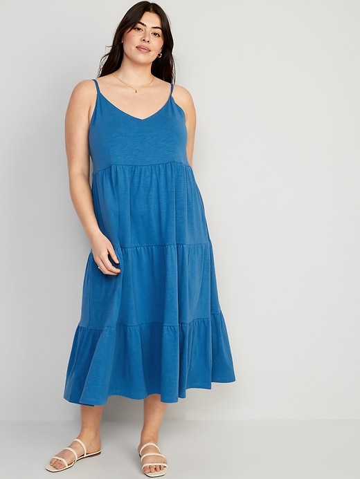 Image number 7 showing, Tie-Back Tiered Midi Cami Swing Dress for Women