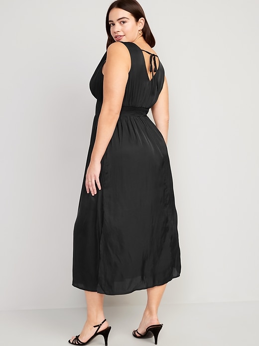Image number 5 showing, Waist-Defined Tie-Back Satin Maxi Dress