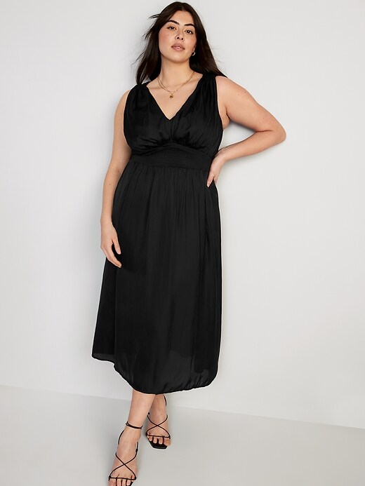 Image number 6 showing, Waist-Defined Tie-Back Satin Maxi Dress