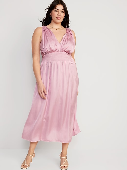 Image number 7 showing, Waist-Defined Tie-Back Satin Maxi Dress
