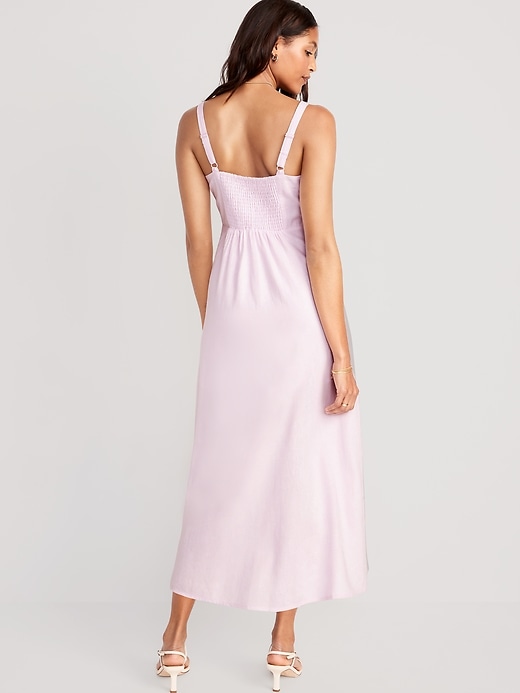 old navy linen maxi dress Sleeveless Button-Front Linen-Blend Maxi Shift Dress