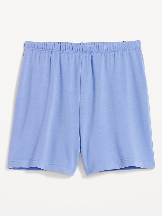 Image number 4 showing, High-Waisted Roll-Down Snuggly Fleece Pajama Sweat Shorts -- 4-inch inseam