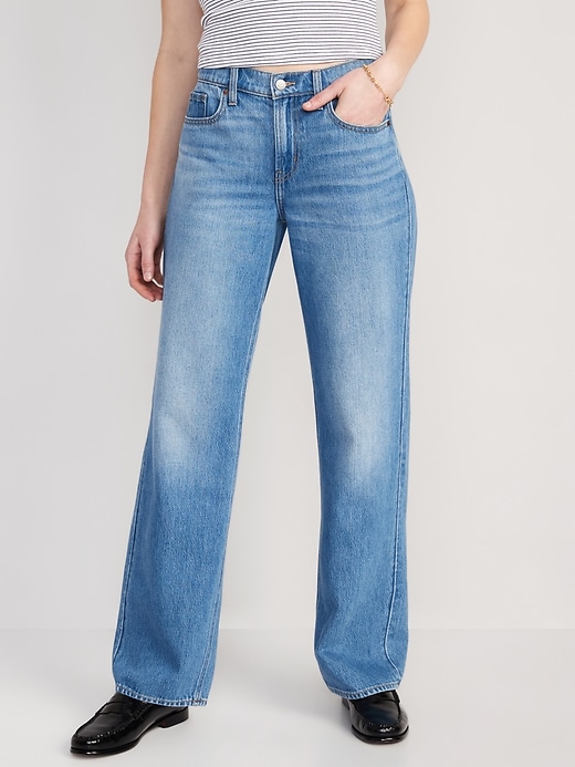 Image number 1 showing, Mid-Rise Baggy Loose Jeans
