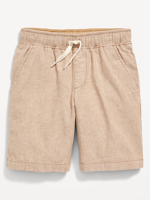 View large product image 1 of 2. Knee Length Straight Linen-Blend Jogger Shorts for Boys