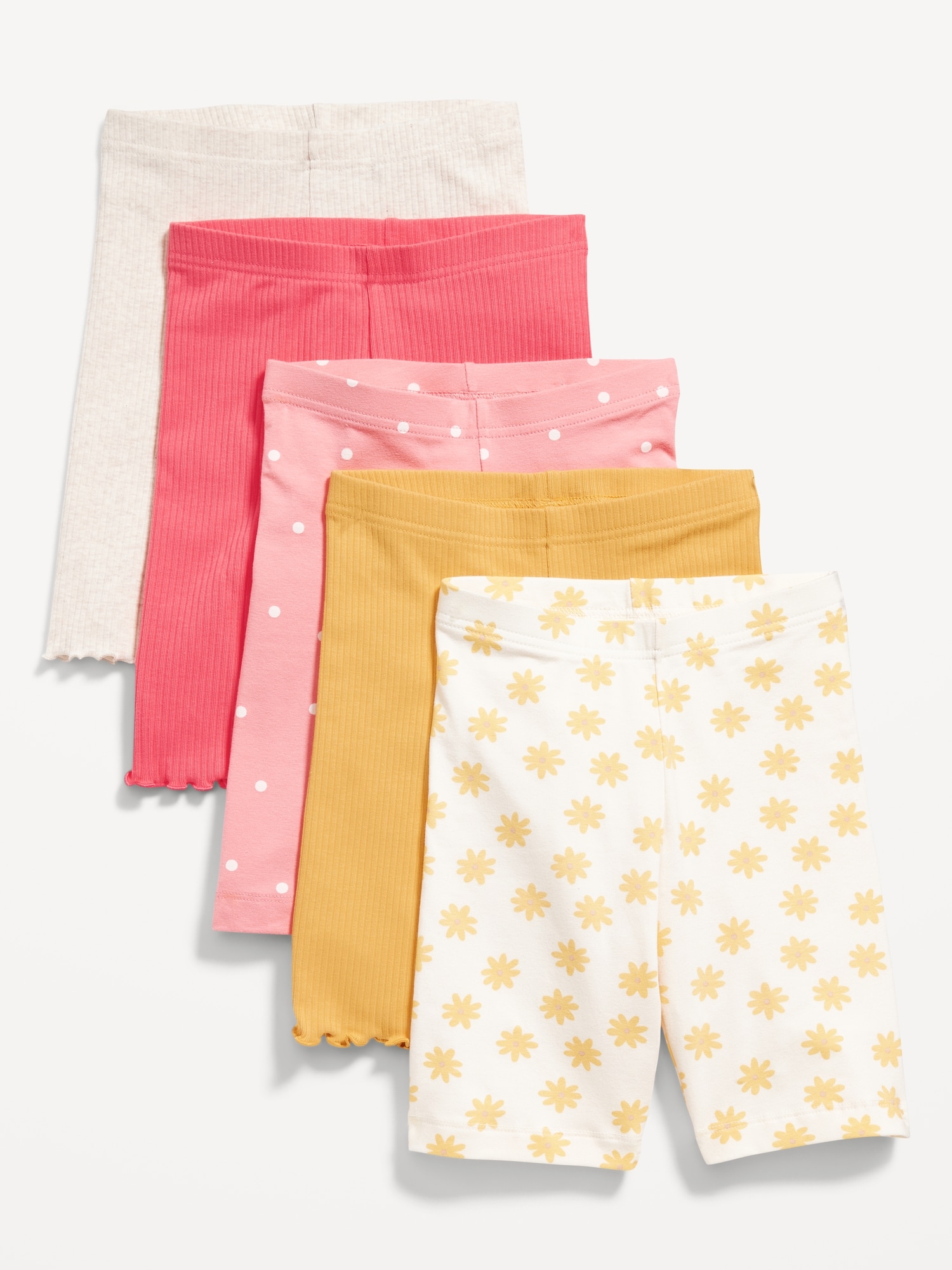 Old Navy Long Biker Shorts Variety 5-Pack for Girls pink. 1