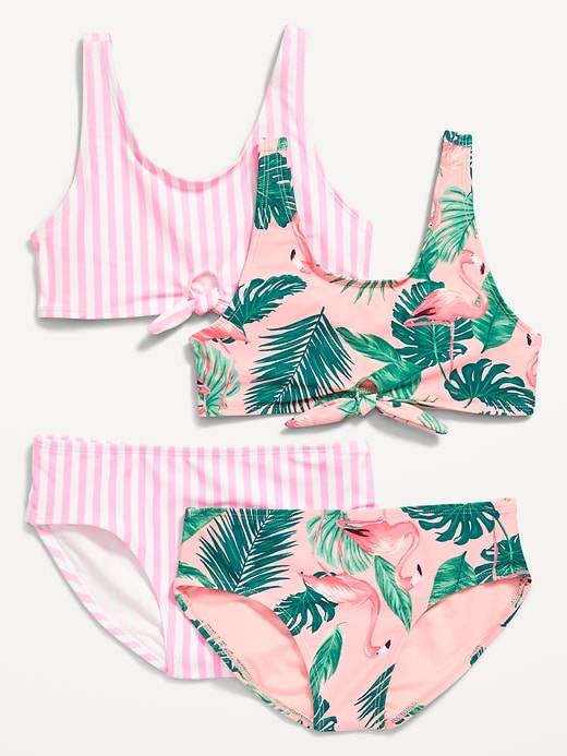 View large product image 1 of 2. 4-Piece Tie-Front Bikini Swim for Girls
