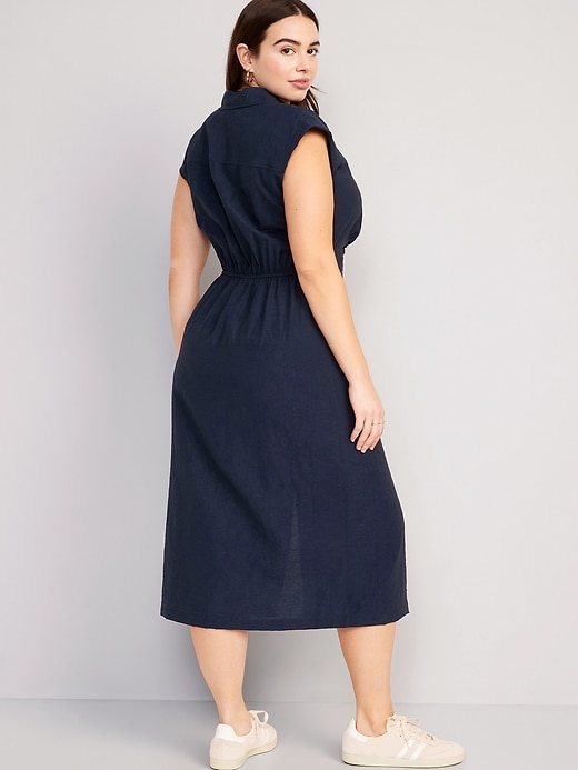 Image number 6 showing, Waist-Defined Twist-Front Midi Shirt Dress