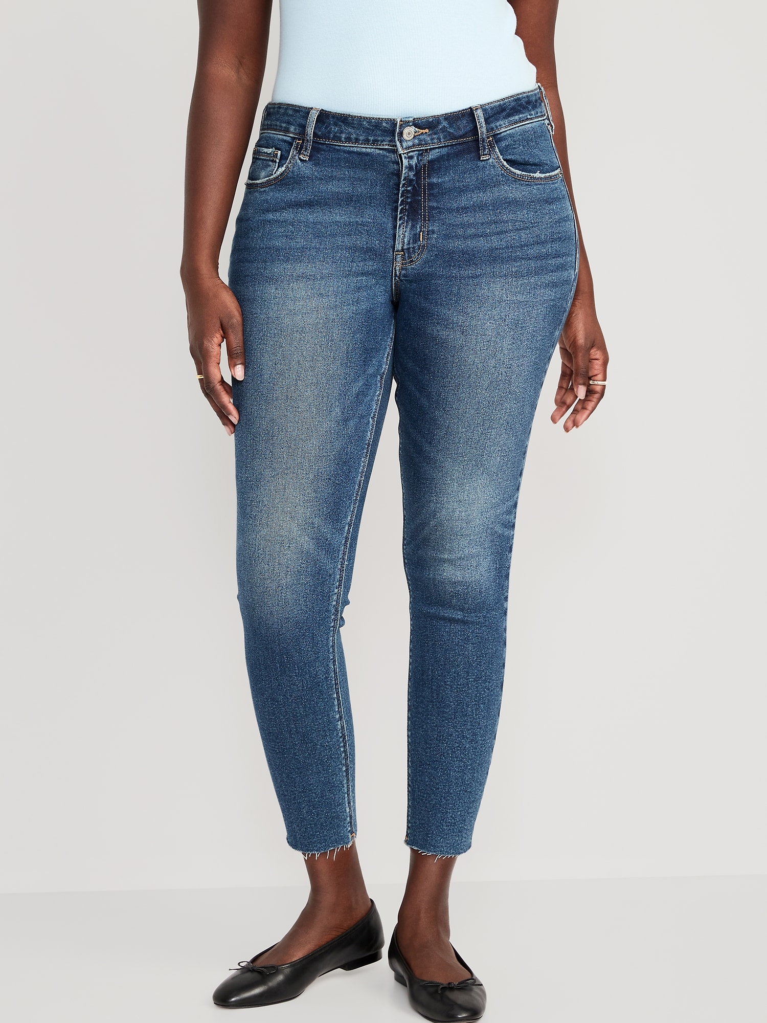 Mid-Rise Rockstar Super-Skinny Cut-Off Ankle Jeans for Women
