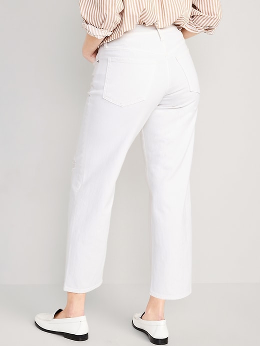 Image number 2 showing, High-Waisted OG Loose Ripped White Jeans
