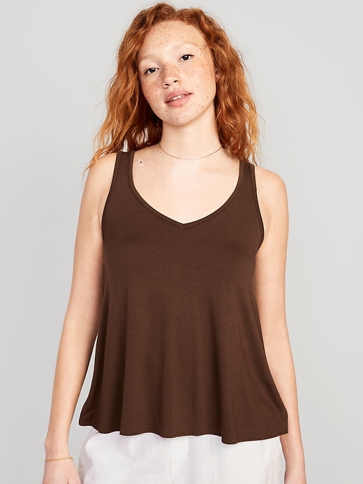 Image number 1 showing, Sleeveless Luxe V-Neck Swing T-Shirt