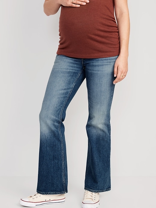 Image number 1 showing, Maternity Full-Panel Flare Jeans