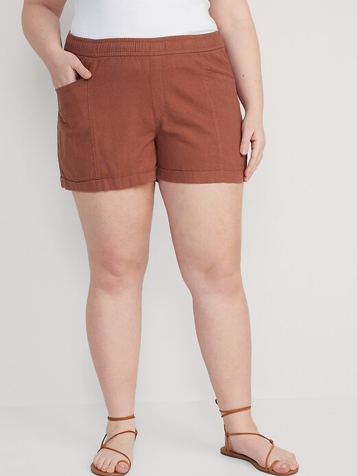 Image number 7 showing, High-Waisted Linen-Blend Utility Shorts -- 3.5-inch inseam