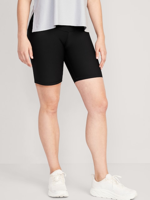 Maternity Full Panel PowerSoft Postpartum Support Biker Shorts -- 8-inch inseam - Black Jack