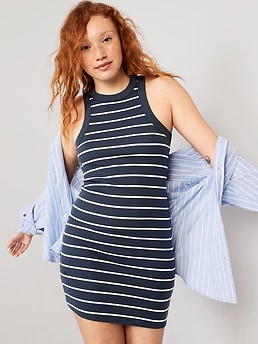 Old navy black hot sale and white striped dress