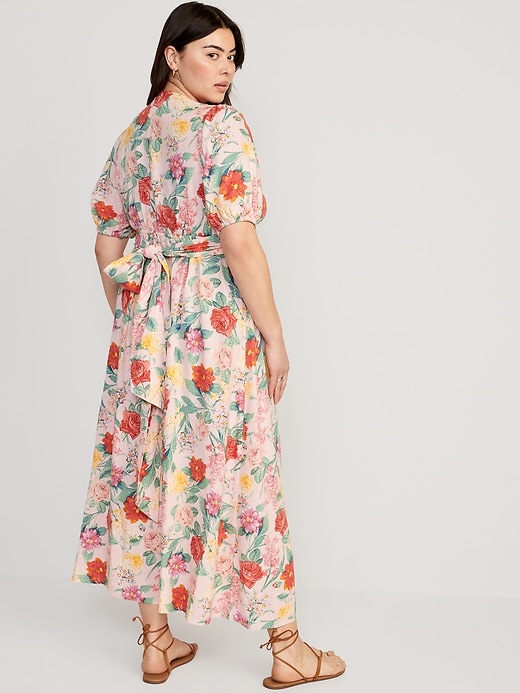 Fit & Flare Floral Linen-Blend Twist-Front Maxi Dress for Women | Old Navy