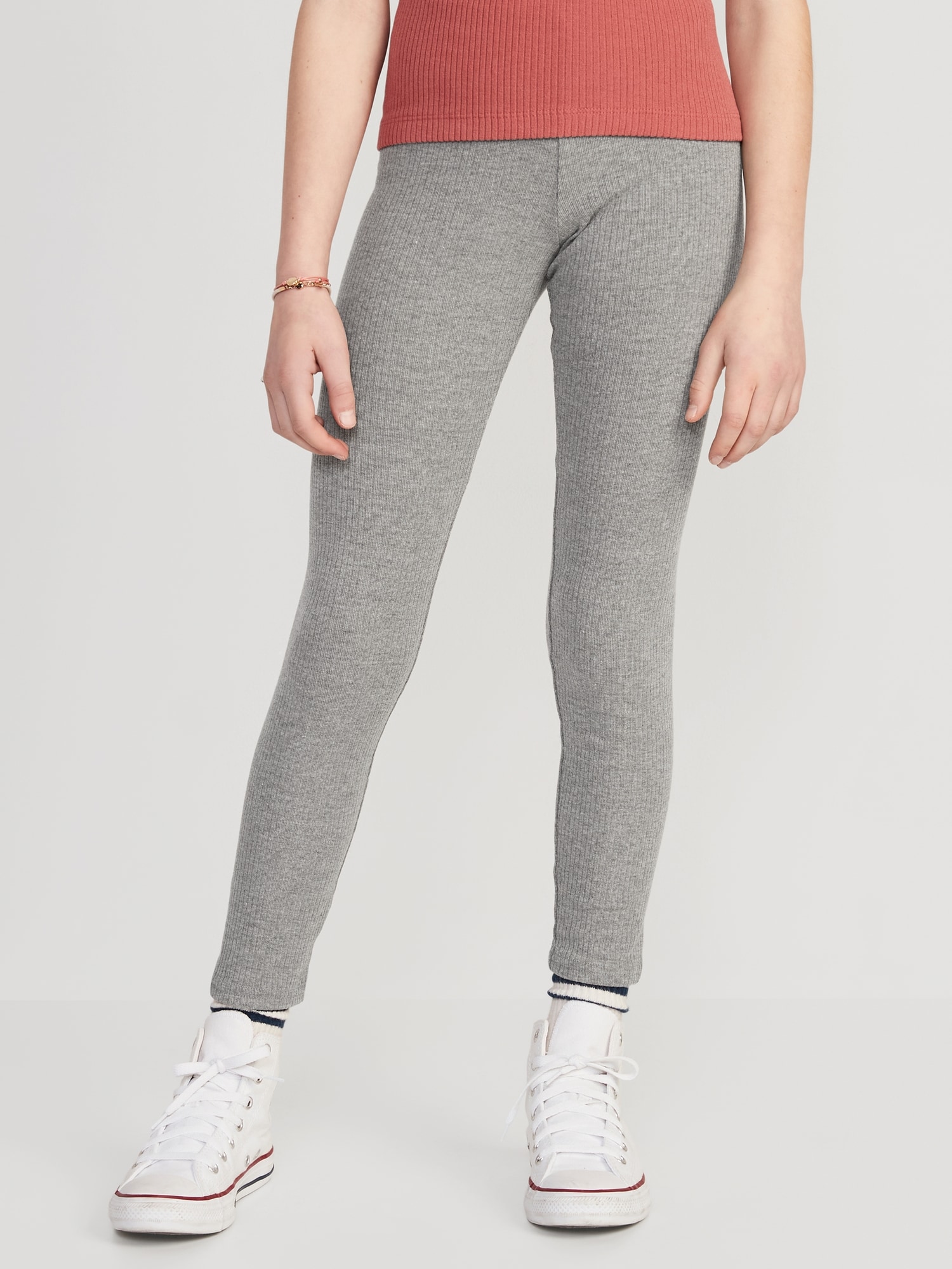 Ribbed Knit Leggings - Heather