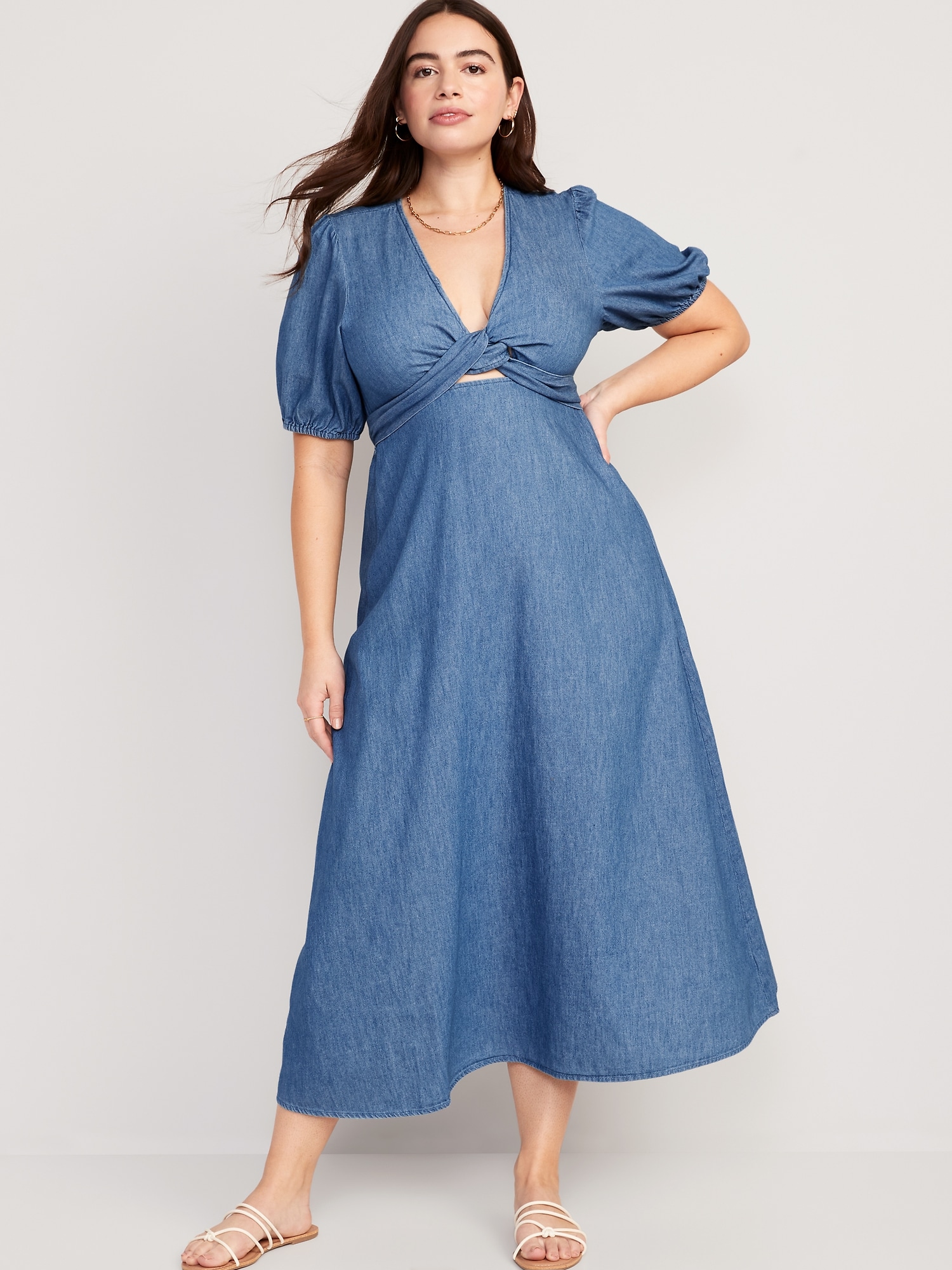 Fit & Flare Twist-Front Maxi Dress for Women | Old Navy