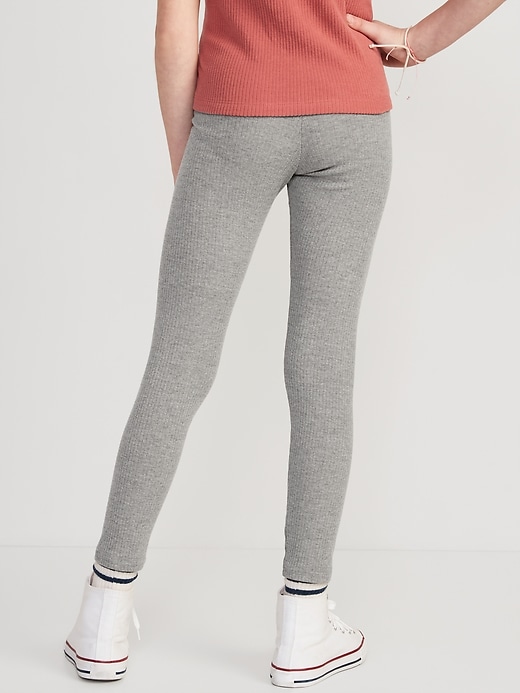 Cotton Collection ribbed cotton-blend jersey leggings - Light Heather Grey