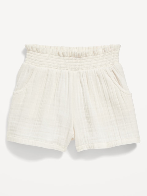 Smocked-Waist Pull-On  Shorts for Toddler Girls - Creme De La Creme