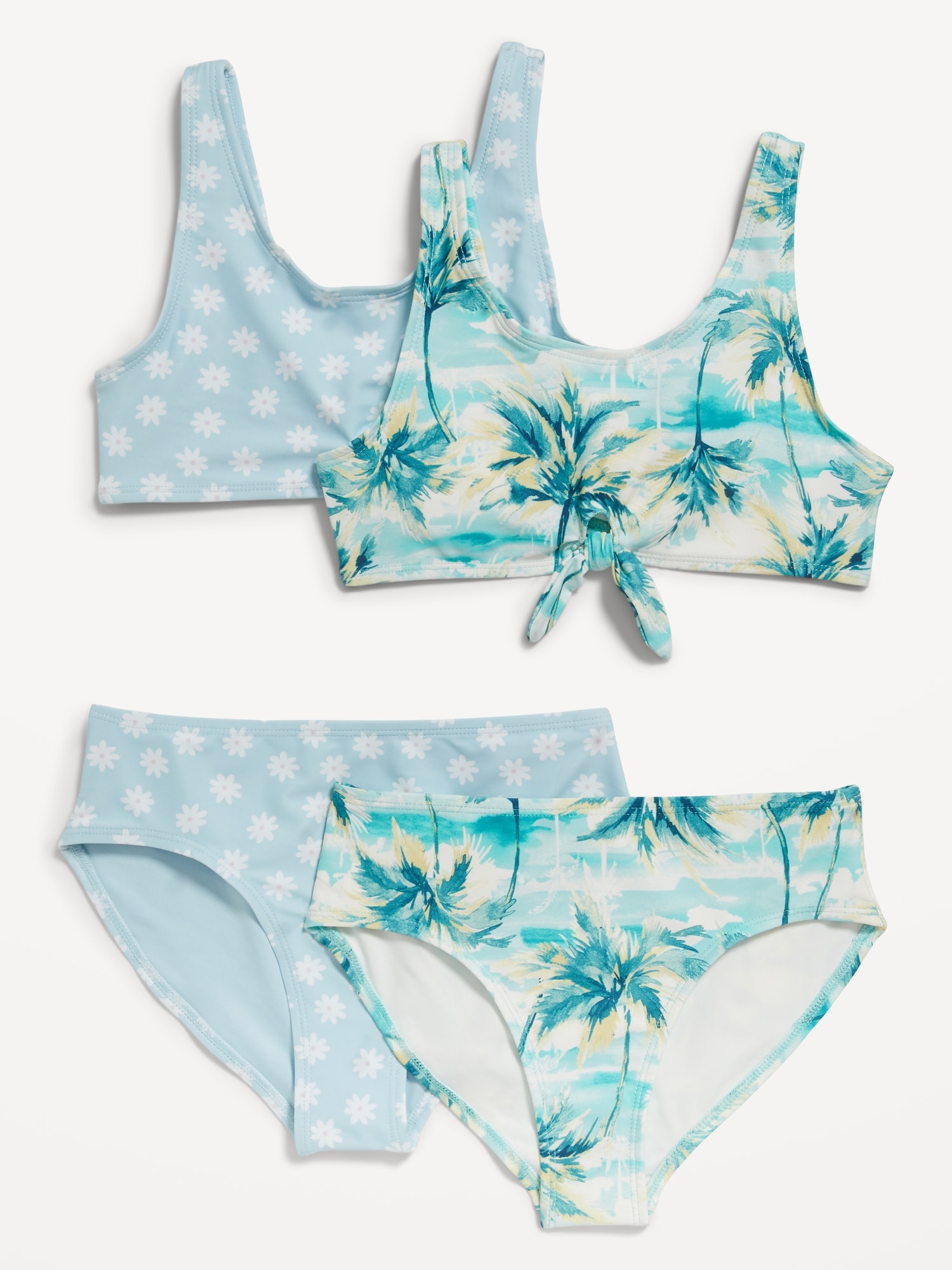 Old Navy 4-Piece Tie-Front Bikini Swim for Girls blue. 1