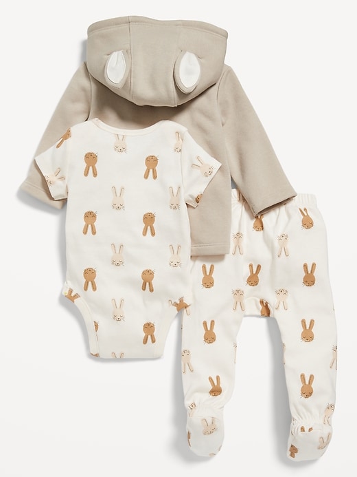 View large product image 2 of 2. Unisex 3-Piece Kimono Hoodie, Pants & Bodysuit Layette Set for Baby