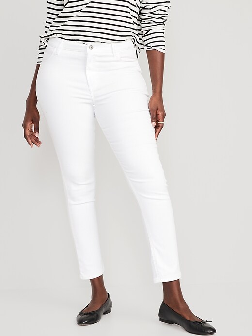 Image number 5 showing, High-Waisted Wow Super-Skinny White Ankle Jeans for Women
