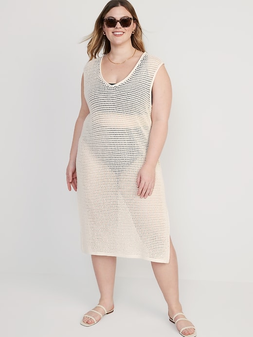 Image number 7 showing, Sleeveless Crochet Midi Swim Cover-Up Dress