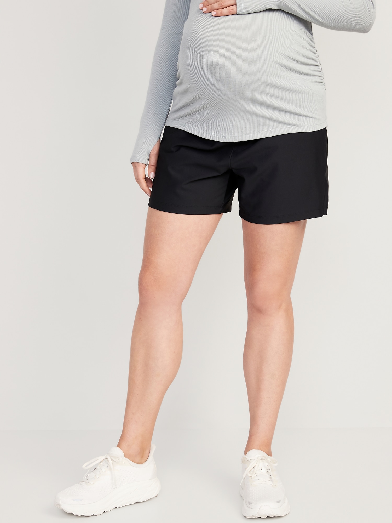 Maternity Rollover-Waist PowerSoft Shorts -- 5-inch inseam