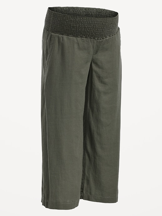 View large product image 2 of 2. Maternity Linen-Blend Wide-Leg Pants