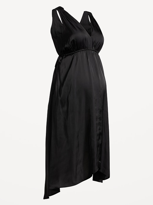 View large product image 2 of 2. Maternity Waist-Defined V-Neck Midi Dress