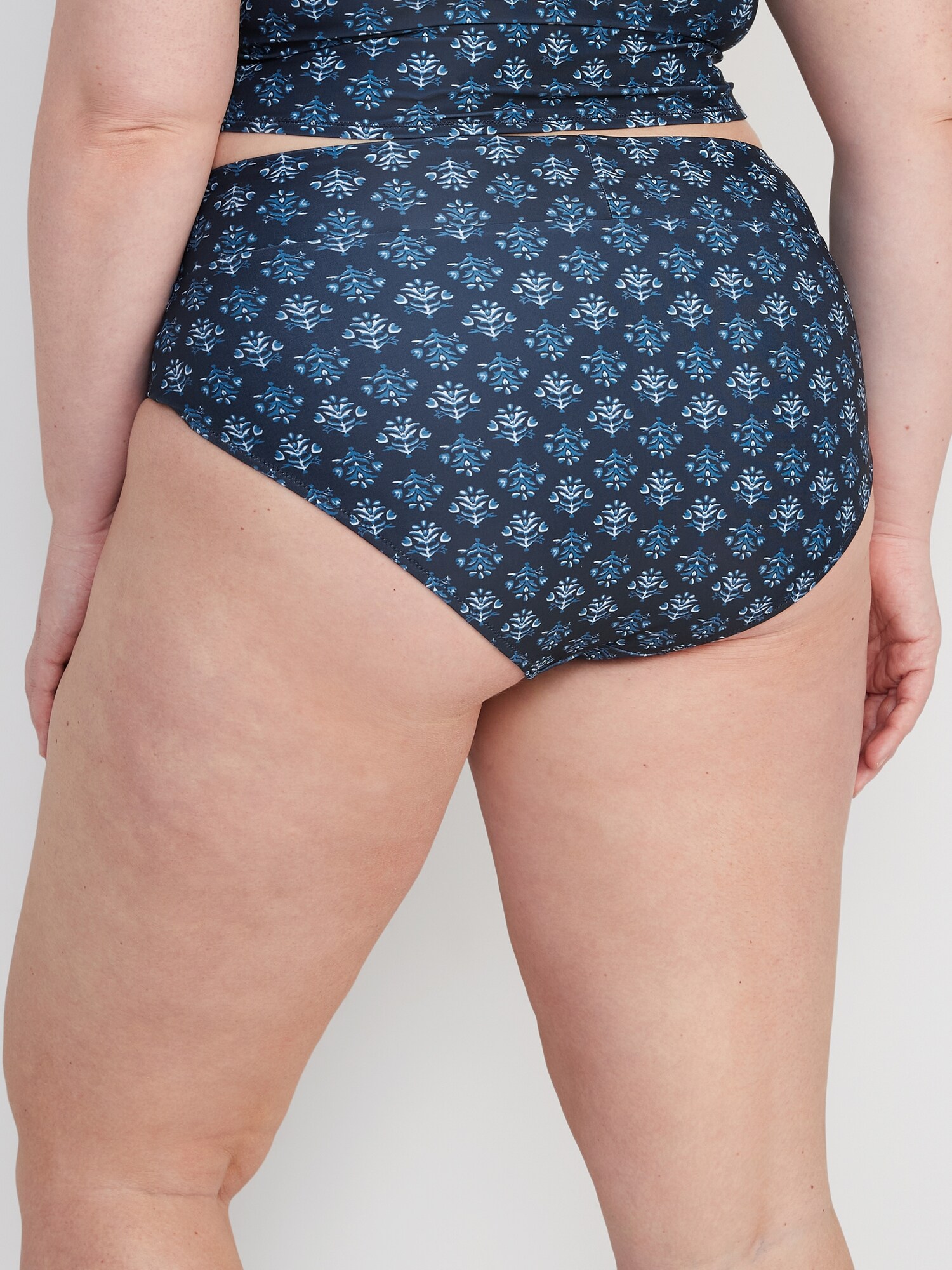 Matching High-Waisted Printed Banded Bikini Swim Bottoms for Women