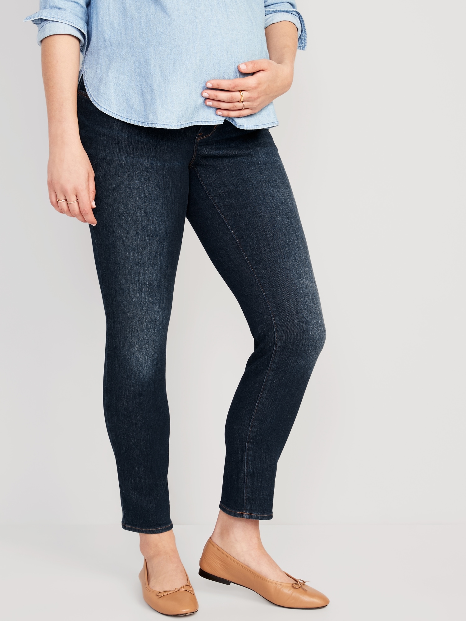 Old Navy Maternity Rollover-Waist 360° Stretch Super-Skinny Jeans