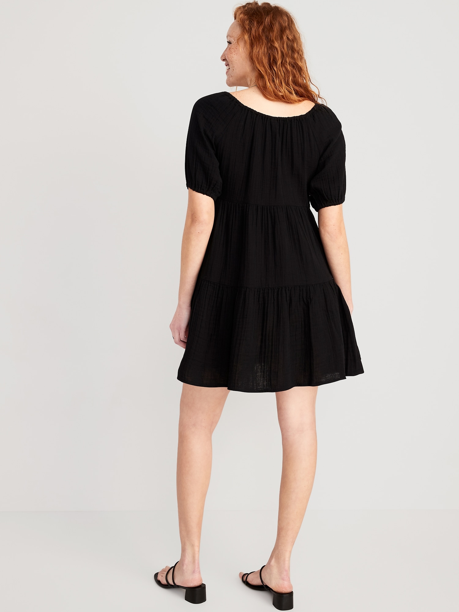 Puff-Sleeve Tiered Mini Swing Dress for Women | Old Navy