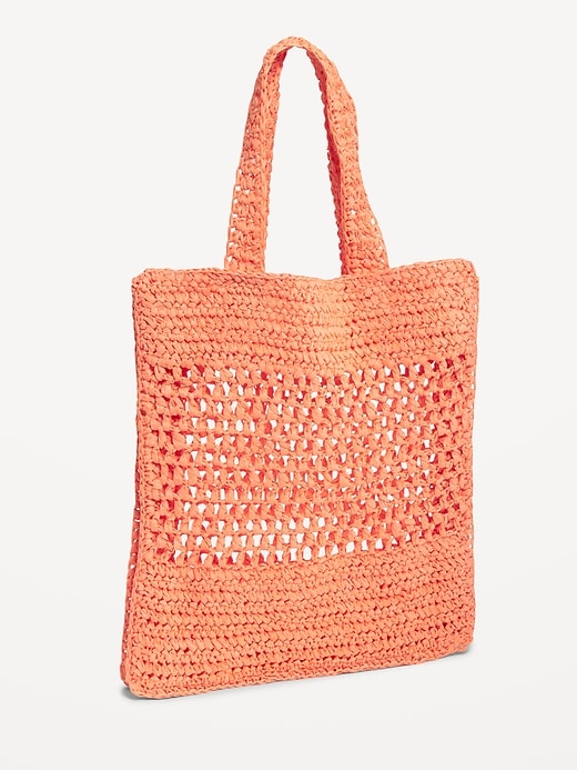 View large product image 1 of 1. Straw-Paper Crochet Tote Bag for Women