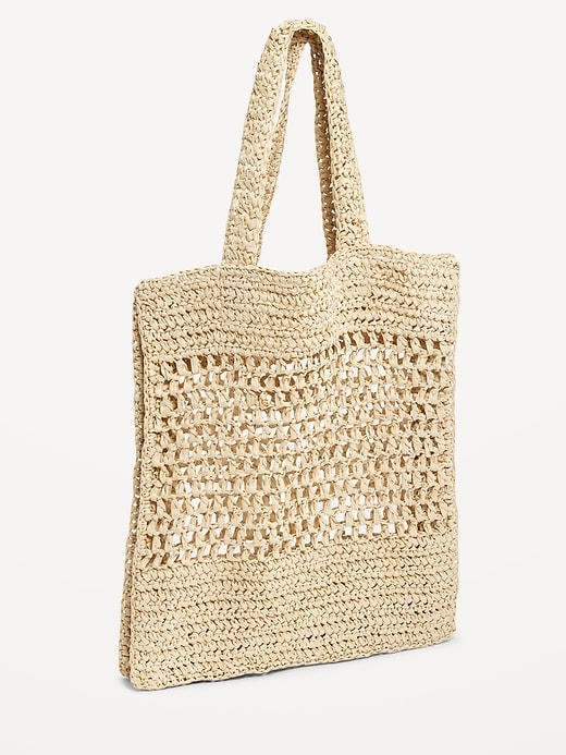 Straw-Paper Crochet Tote Bag for Women