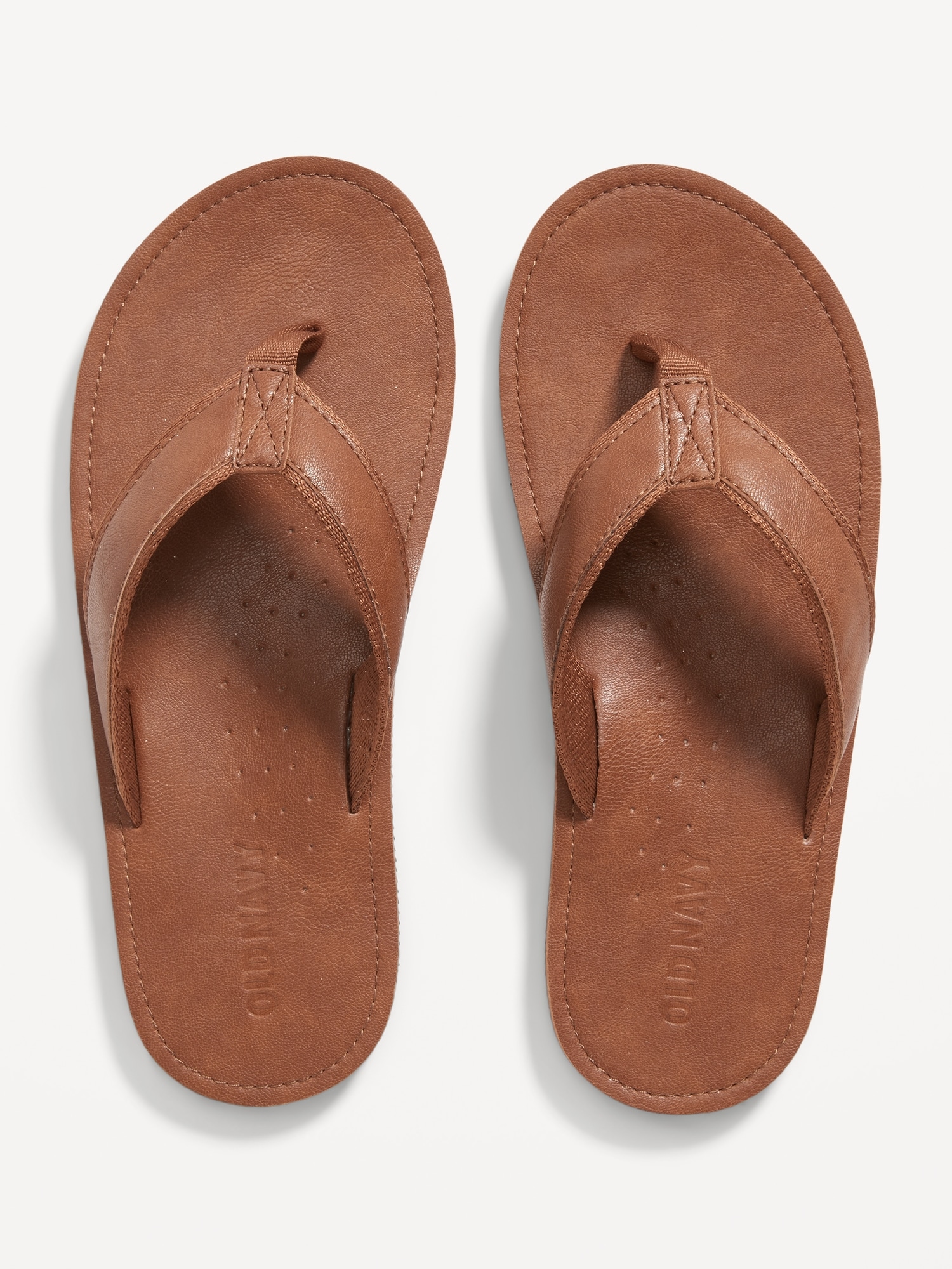 Old Navy Men's Faux-Leather Flip-Flop Sandals (various sizes in tan)