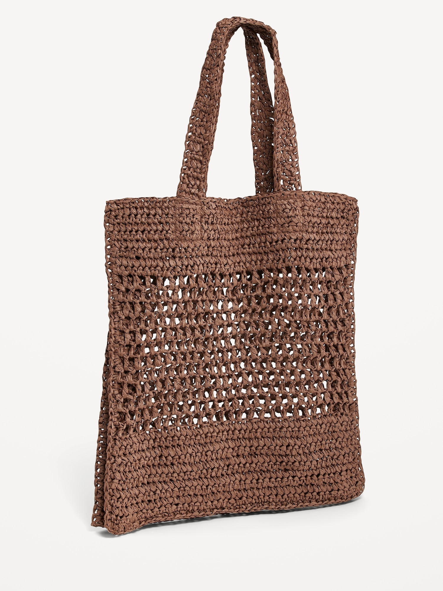 Old Navy Straw-Paper Crochet Tote Bag for Women brown. 1