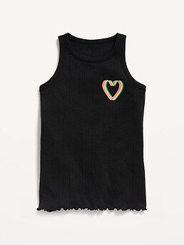 Rib-Knit Graphic Tank Top for Girls