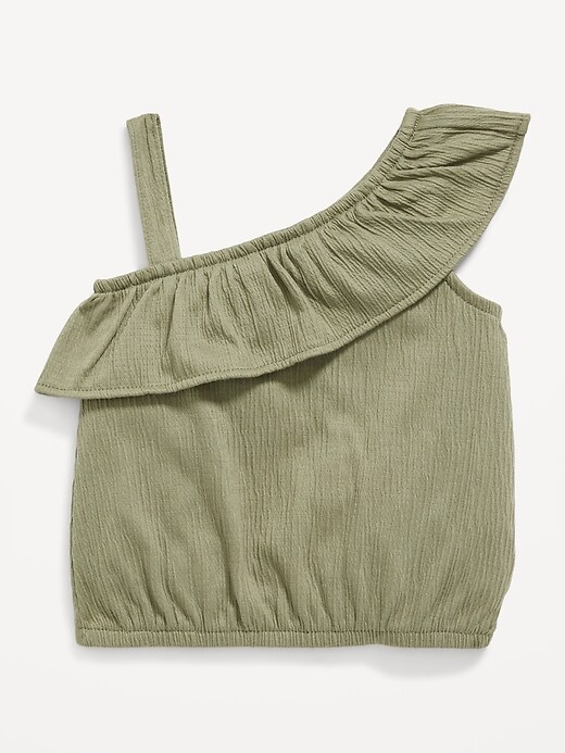 View large product image 1 of 1. Ruffled Puckered-Jacquard Knit One-Shoulder Top for Baby