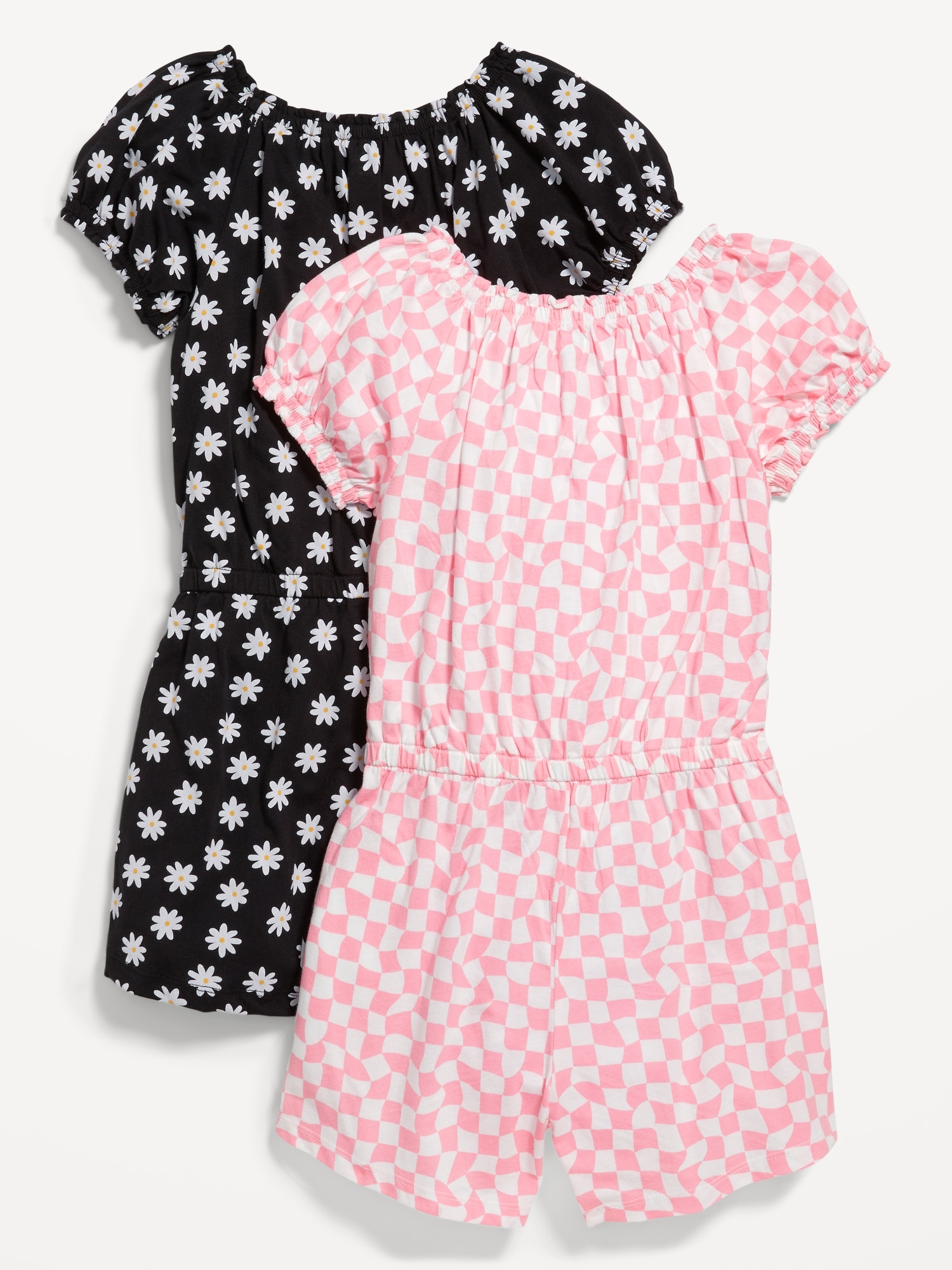 Printed PuffSleeve JerseyKnit Romper 2Pack for Girls Old Navy