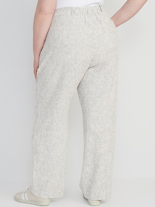 Image number 8 showing, High-Waisted Pleated Taylor Linen-Blend Wide-Leg Trouser Suit Pants