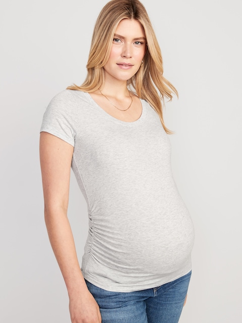 Maternity Scoop-Neck T-Shirt - Light Heather Gray
