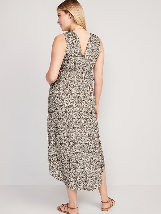 Image number 2 showing, Maternity Sleeveless Waist-Defined Floral Maxi Dress