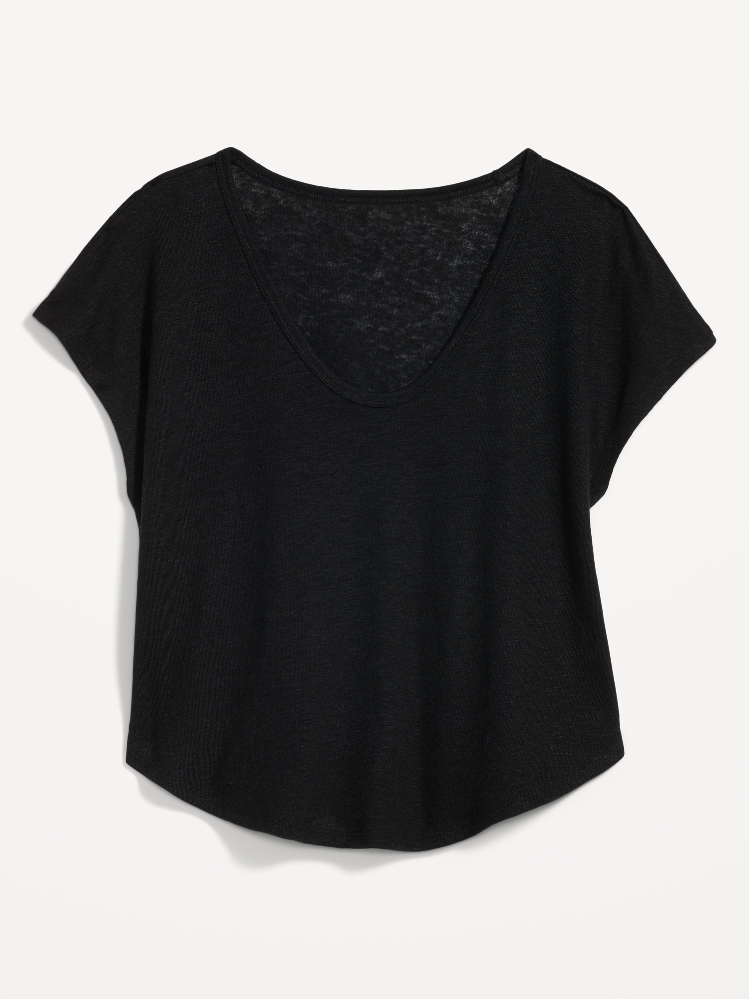 Linen-Blend Crop Voop-Neck T-Shirt | Old Navy