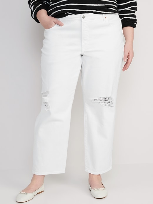 Image number 7 showing, High-Waisted OG Loose Ripped White Jeans