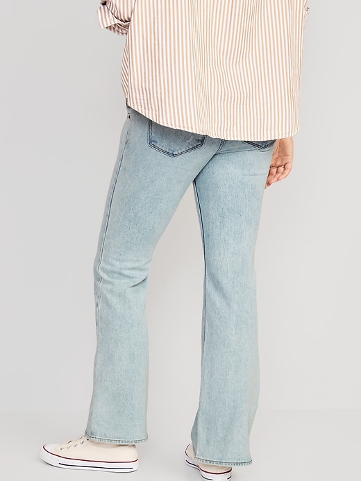 Image number 2 showing, Maternity Front-Low Panel Distressed Flare Jeans