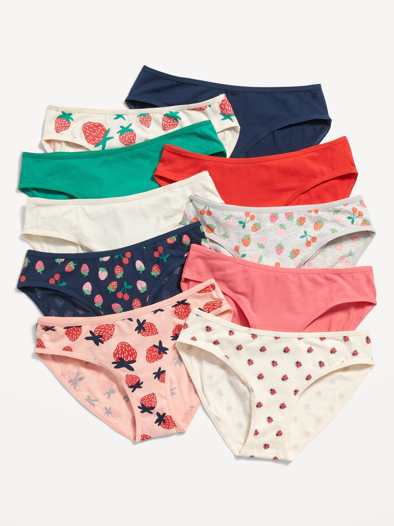 Girls Cotton Blend Assorted Printed Underwear Size 10 - at